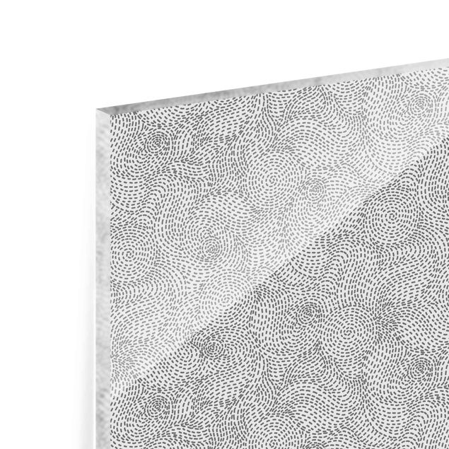 Paraschizzi in vetro - Fantasia tratteggiata di spirali in grigio - Formato orizzontale 3:2