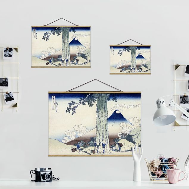 Foto su tessuto da parete con bastone - Katsushika Hokusai - Mishima Pass Kai Provincia - Orizzontale 2:3