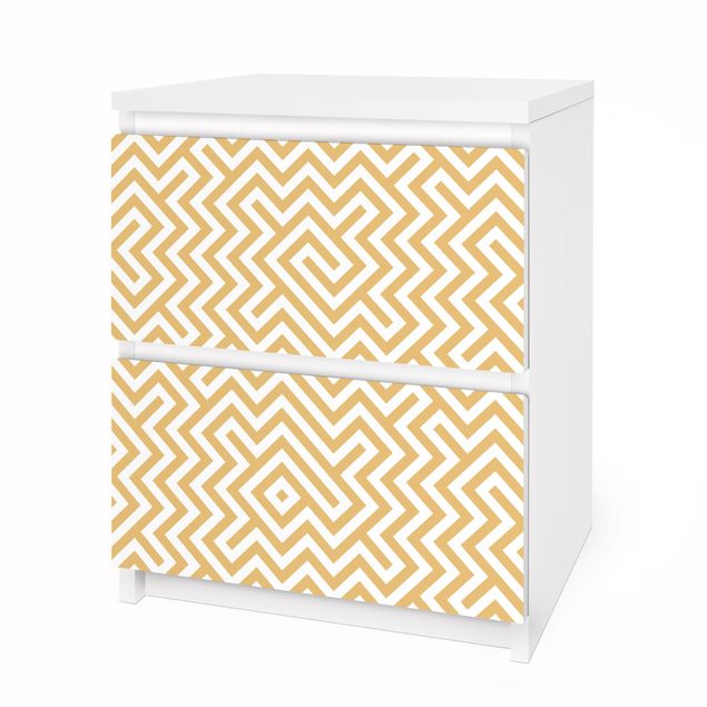 Carta adesiva per mobili IKEA - Malm Cassettiera 2xCassetti - Geometric Pattern Design Yellow