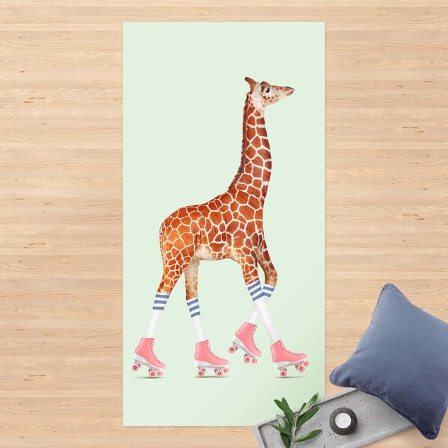 Tappeto per terrazzo esterno Giraffa con pattini a rotelle