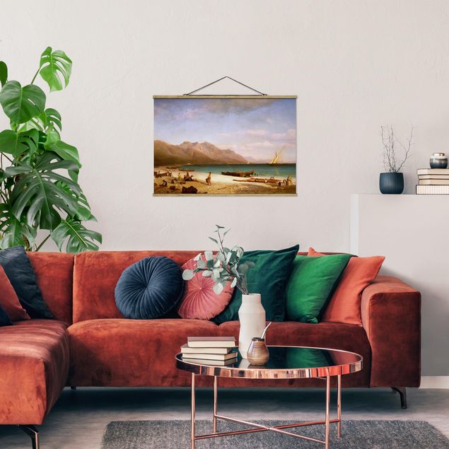 Foto su tessuto da parete con bastone - Albert Bierstadt - il Golfo di Salerno - Orizzontale 2:3
