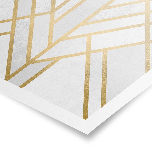 Poster - Art Deco Geometria oro bianco - Quadrato 1:1