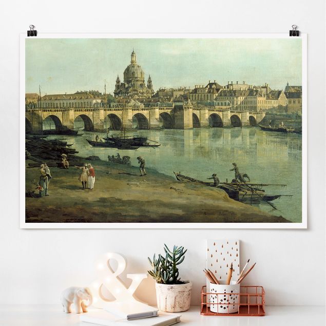 Riproduzioni di Bernardo Bellotto Bernardo Bellotto - Vista di Dresda dalla riva destra dell'Elba con il ponte di Augusto