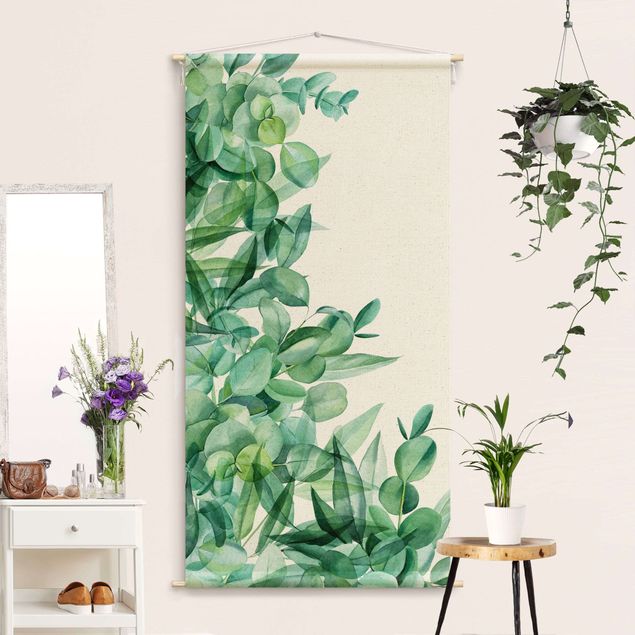 Arazzi da parete xxl Fitte foglie di eucalipto in acquerello