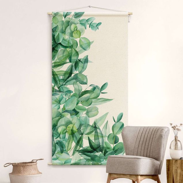 Arazzi da parete fiori Fitte foglie di eucalipto in acquerello