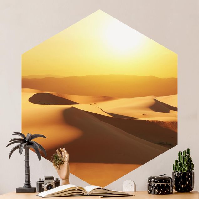 Carta da parati esagonale adesiva con disegni - Il deserto dell'Arabia Saudita