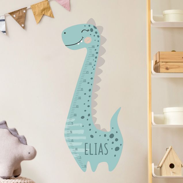 Metro adesivo da parete per bambini - Dinosauro pastello per bambino con nome personalizzato