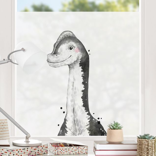 Pellicola per vetri per salone Disegno di dinosauro - Brachiosauro