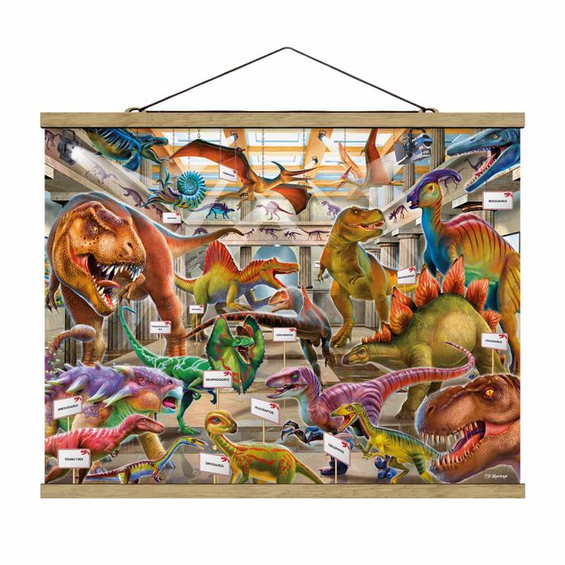 Foto su tessuto da parete con bastone - Dinosauri nel museo di storia naturale - Orizzontale 4:3