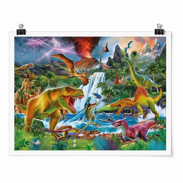 Poster - Dinosauri in una tempesta preistorica