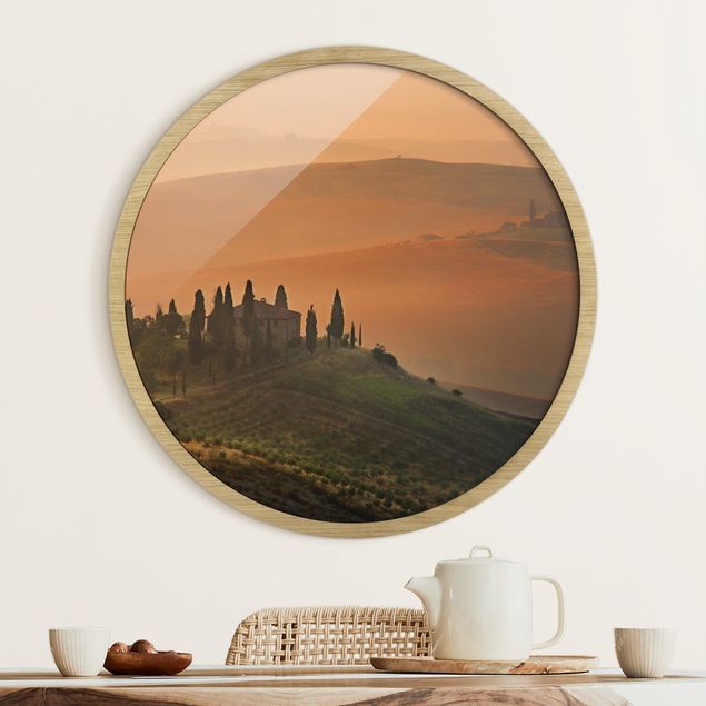 Poster con cornice rotonda Sogni di Toscana
