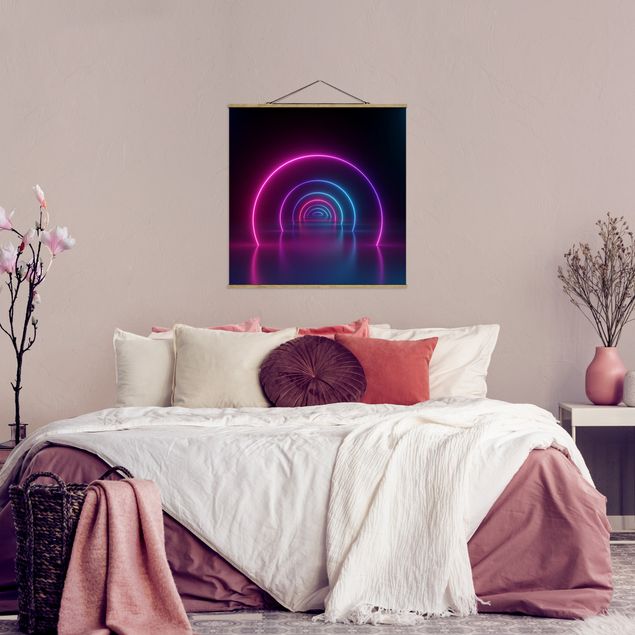 Foto su tessuto da parete con bastone - Archi al neon tridimensionali - Quadrato 1:1