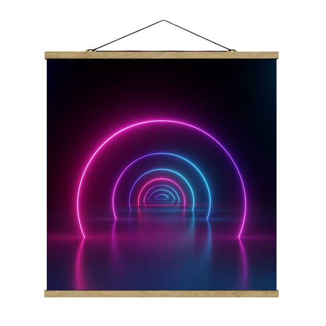 Foto su tessuto da parete con bastone - Archi al neon tridimensionali - Quadrato 1:1