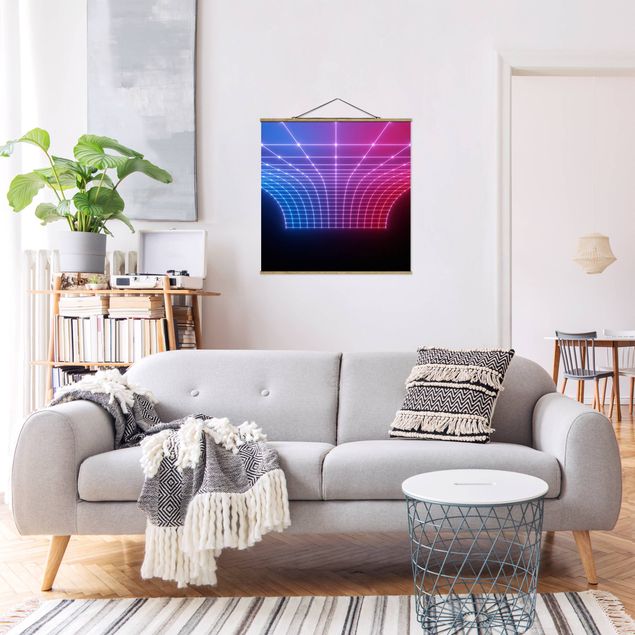 Foto su tessuto da parete con bastone - Luce al neon tridimensionale - Quadrato 1:1