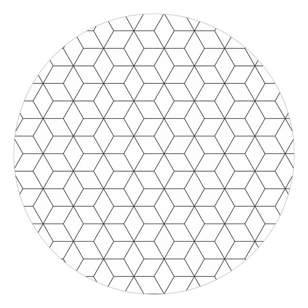 Carta da parati rotonda autoadesiva - cubi tridimensionali e stella del modello