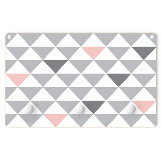 Appendiabiti per bambini - Triangoli in grigio bianco rosa