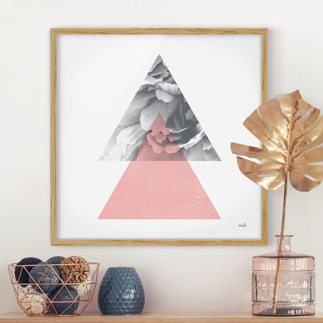 Poster con cornice - Triangoli con fiore