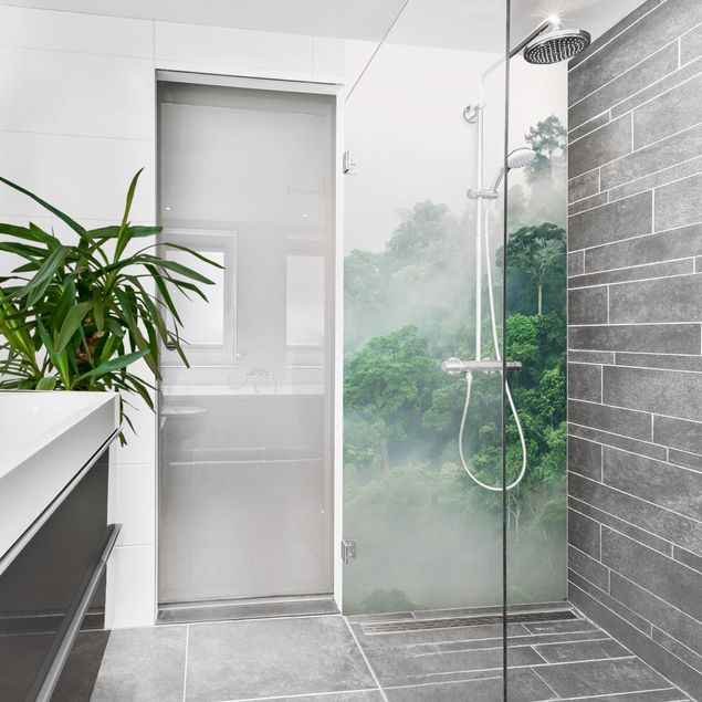 Rivestimenti per doccia verde Giungla nella nebbia