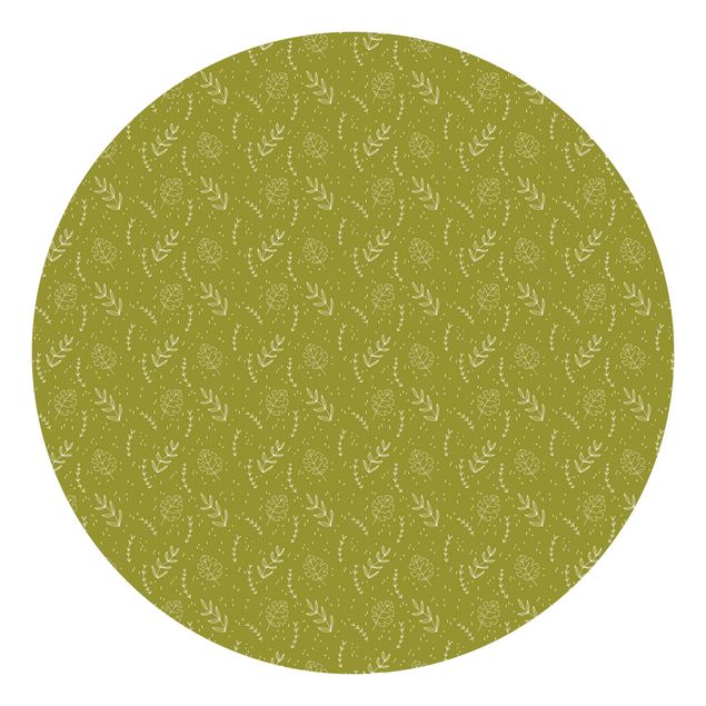 Carte da parati rotonde - Foglie di giungla su verde lime