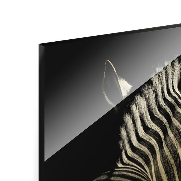 Quadro in vetro - Scuro silhouette zebra - Verticale 3:4