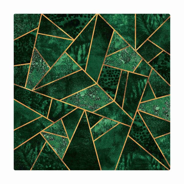Tappetino di sughero - Smeraldo scuro con oro - Quadrato 1:1