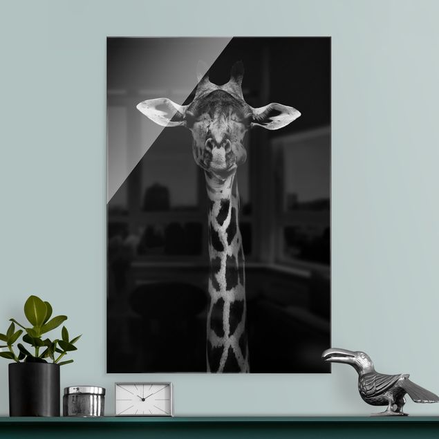 Lavagna magnetica vetro Ritratto di giraffa scura