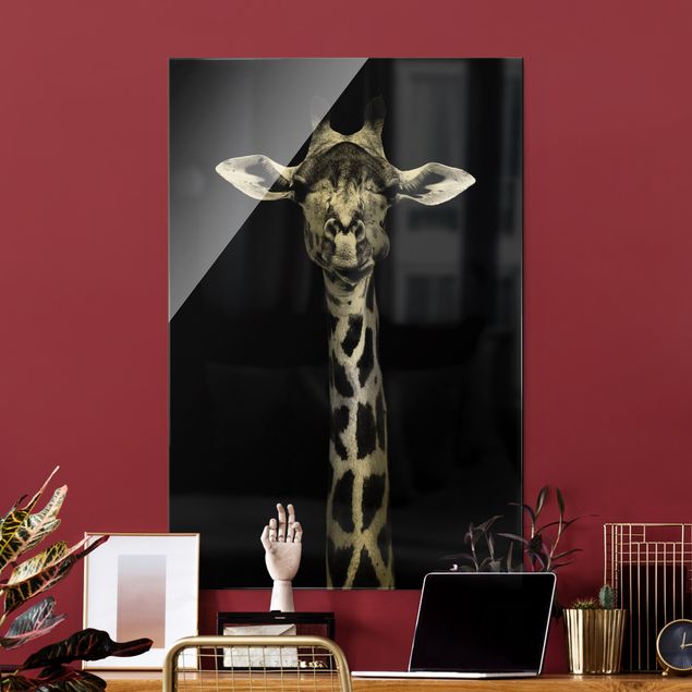 Lavagna magnetica vetro Ritratto di giraffa scura