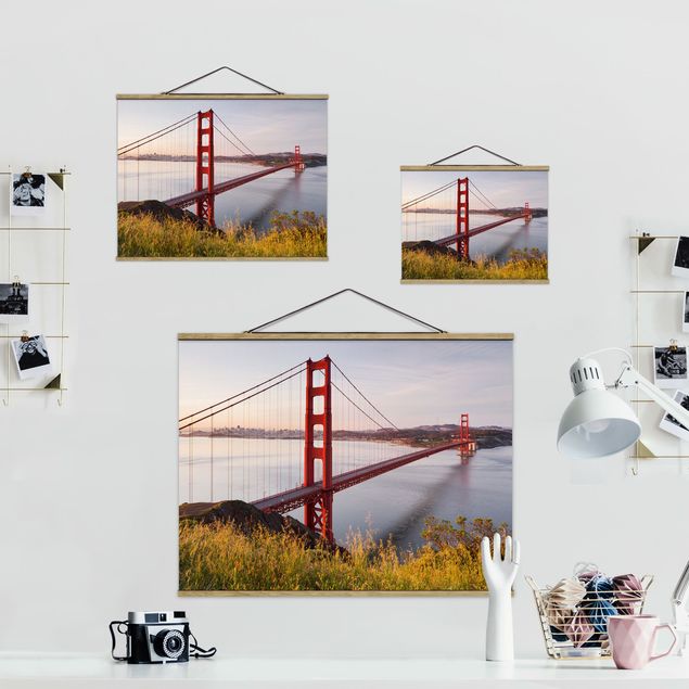 Foto su tessuto da parete con bastone - Golden Gate Bridge di San Francisco - Orizzontale 3:4