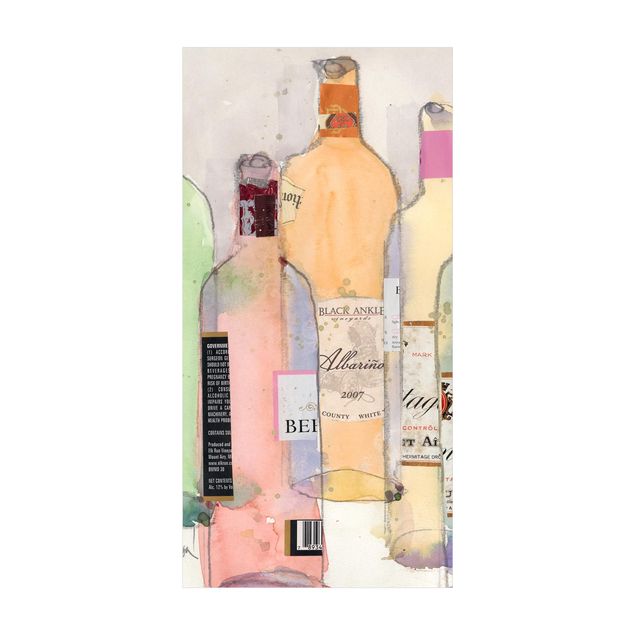 Tappeti crema Bottiglie di vino in acquerello II