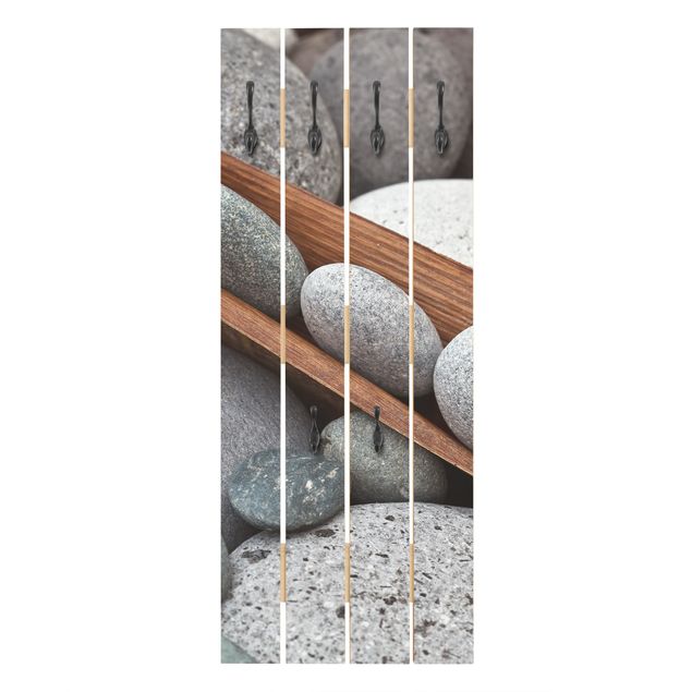Appendiabiti in legno - Ancora Vita Con Grey Stones - Ganci cromati - Verticale