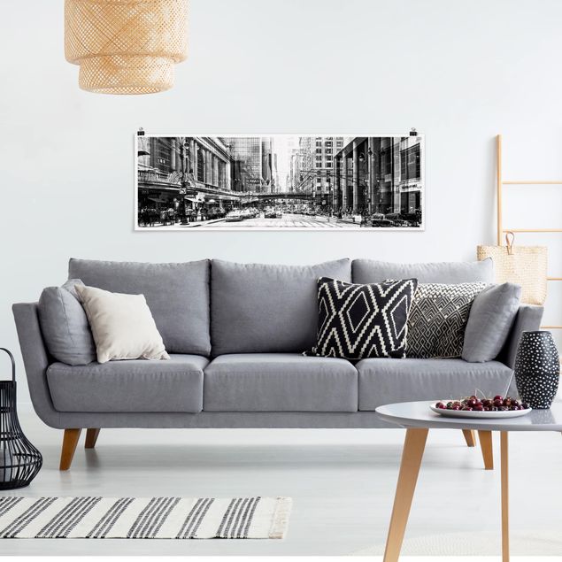 Poster - Nyc urbano Bianco e nero - Panorama formato orizzontale