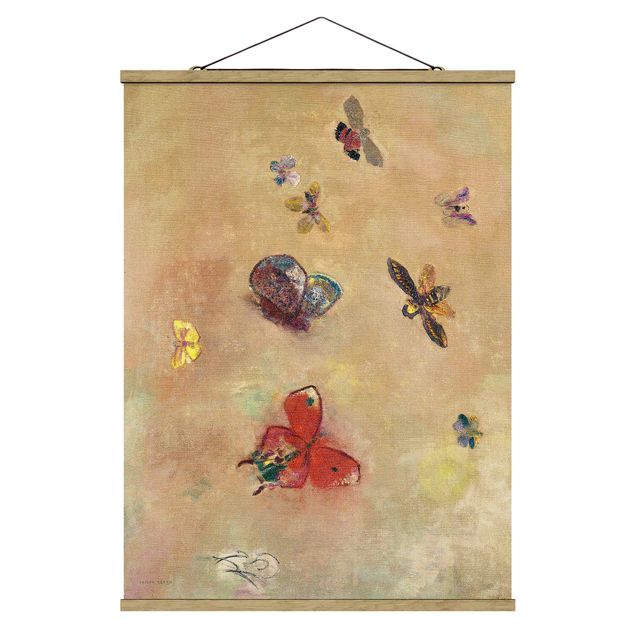 Foto su tessuto da parete con bastone - Odilon Redon - farfalle colorate - Verticale 4:3
