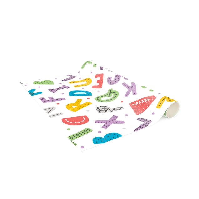 Tappeti colorati Alfabeto con cuori e puntini in colori vivaci