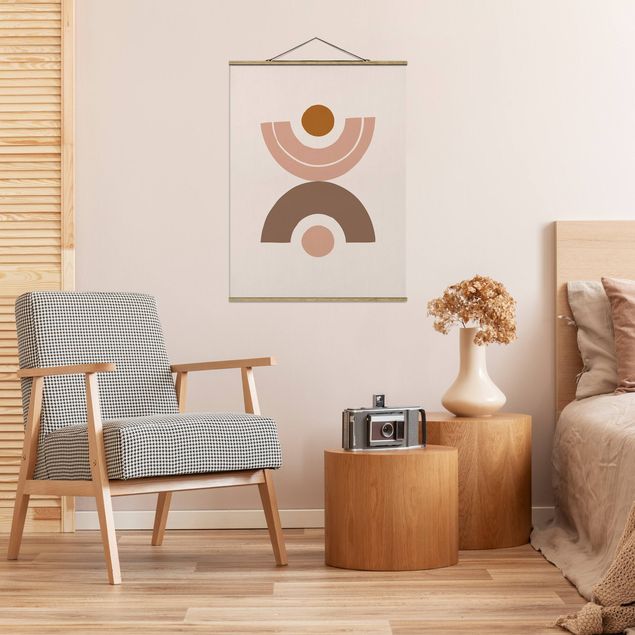 Foto su tessuto da parete con bastone - Line Art astratta pastello Forme - Verticale 4:3