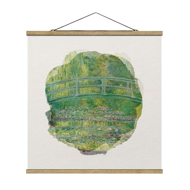Quadro su tessuto con stecche per poster - Acquerelli - Claude Monet - Ponte giapponese - Quadrato 1:1