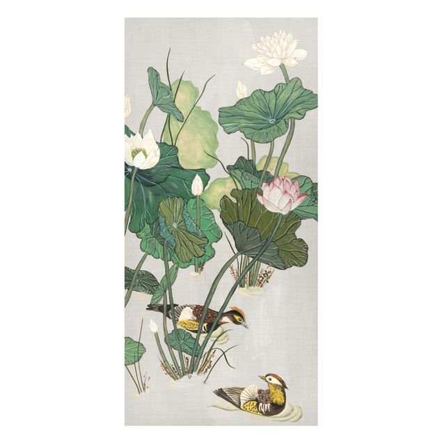 Lavagna magnetica - Illustrazione d'epoca di fiori di loto Nello Stagno - Panorama formato verticale