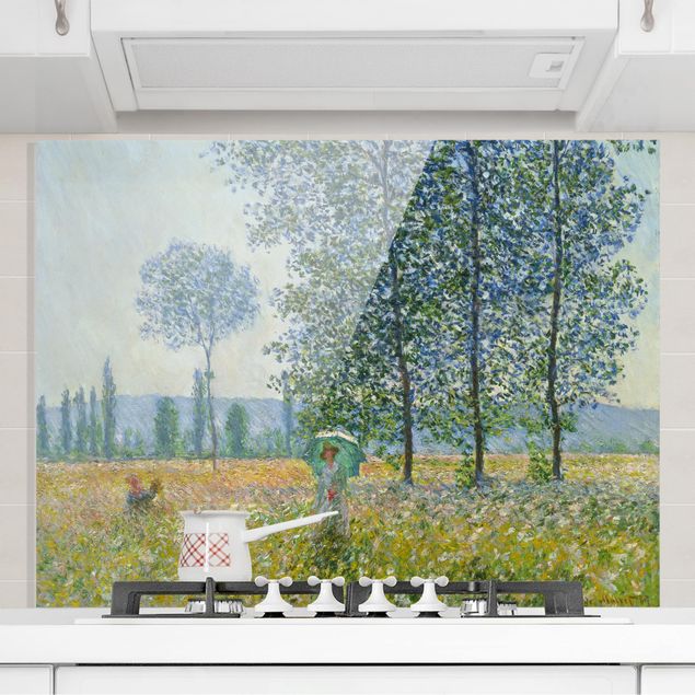 paraschizzi cucina vetro magnetico Claude Monet - Campi in primavera