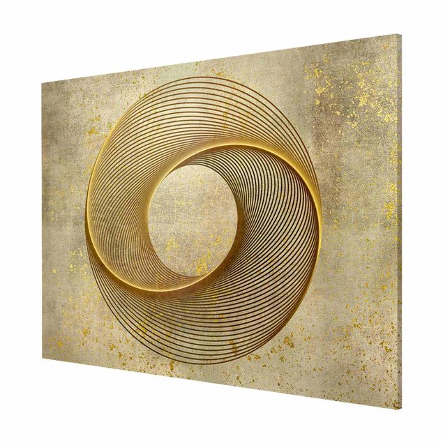 Lavagna magnetica - Line Art cerchio d'oro a spirale - Formato orizzontale 3:4