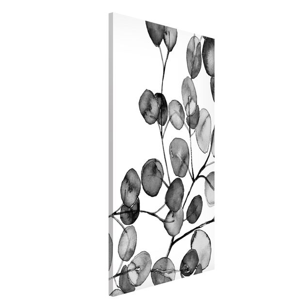 Lavagna magnetica per ufficio Acquerello di ramoscelli di eucalipto in bianco e nero