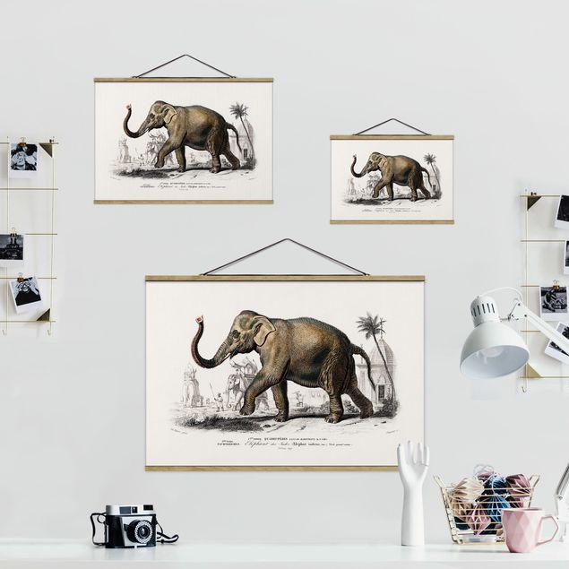 Foto su tessuto da parete con bastone - Vintage Consiglio Elephant - Orizzontale 2:3