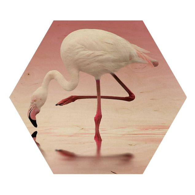Esagono in legno - Flamingo danza