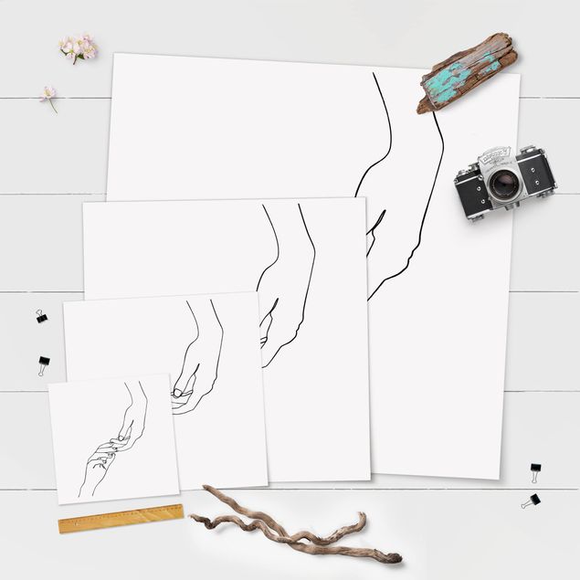 Poster - Linea Mani d'arte Toccando Bianco e nero - Quadrato 1:1