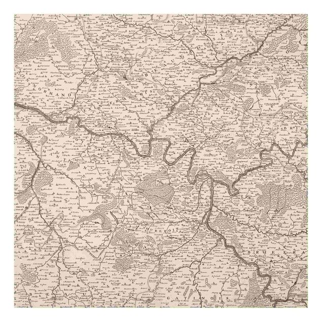 Paraschizzi in vetro - Cartina vintage della Francia - Quadrato 1:1