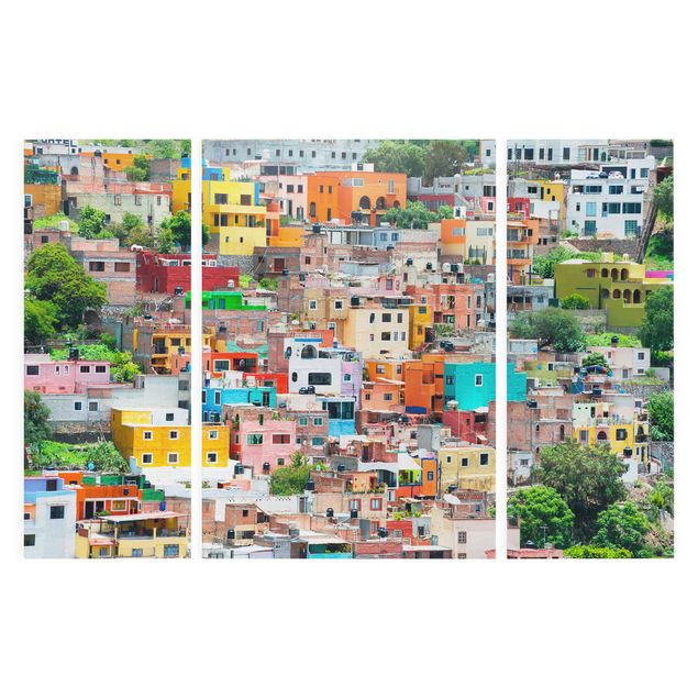 Stampe su tela Case colorate di fronte a Guanajuato