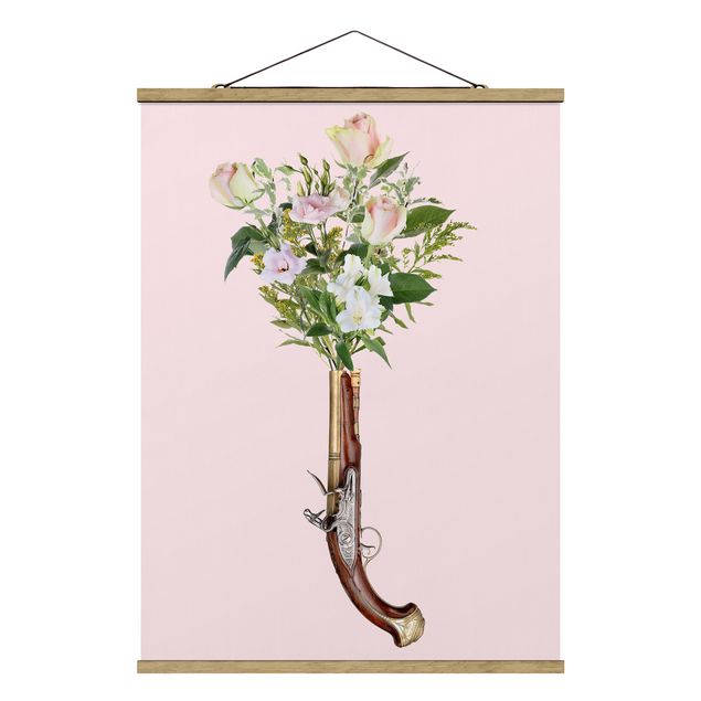 Foto su tessuto da parete con bastone - Pistola con i fiori - Verticale 4:3