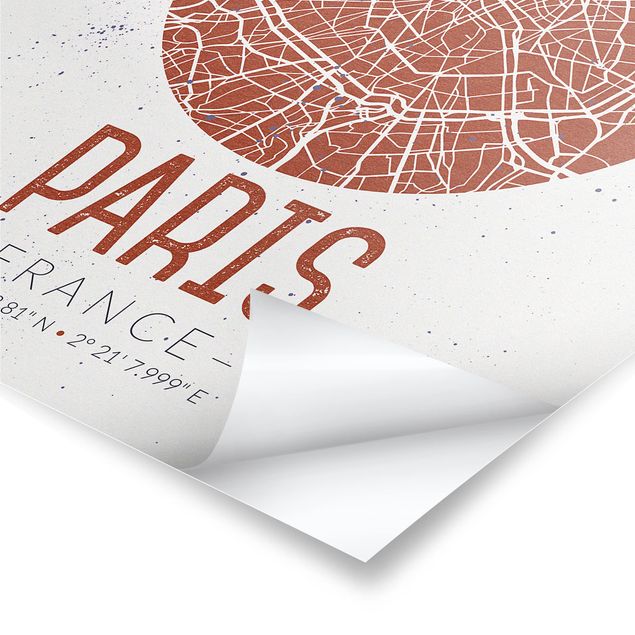 Poster - Mappa Paris - Retro - Verticale 4:3