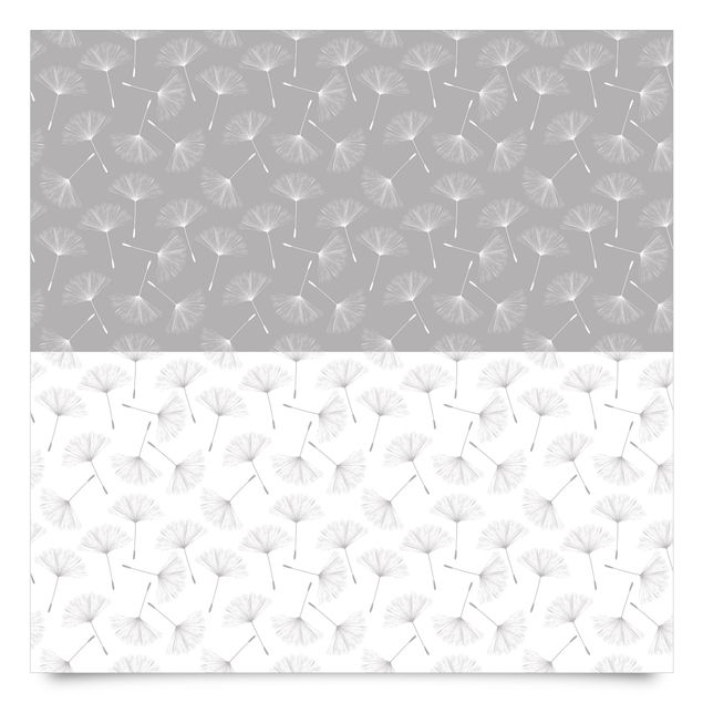 Carta Adesiva per Mobili - Disegno di soffioni set in grigio agata e bianco polare