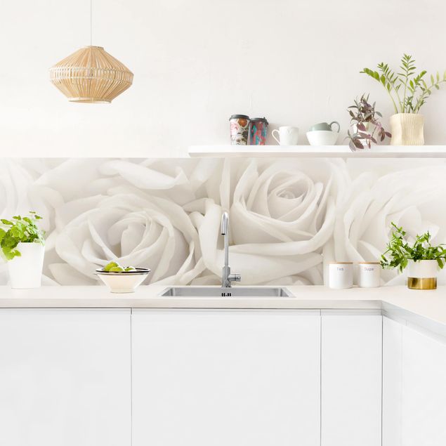 Rivestimenti cucina adesivi Rose bianche