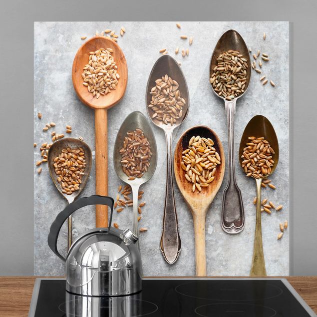 paraschizzi cucina vetro magnetico Cucchiaio di cereali