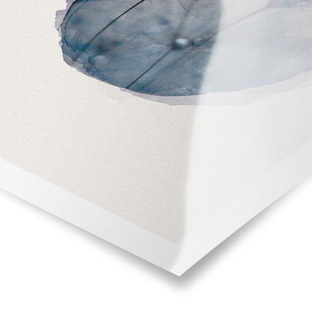Poster - Acquarelli - piume blu Sotto La Pioggia - Verticale 4:3